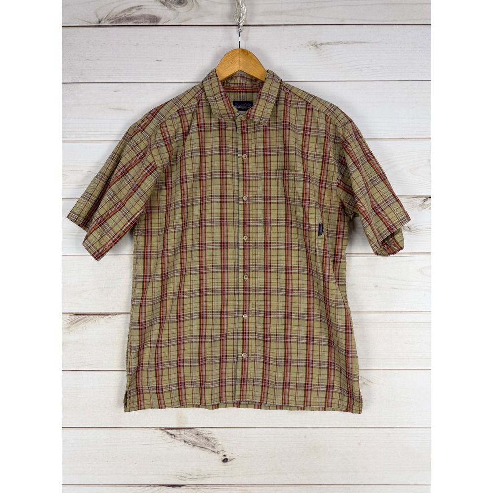 Patagonia Shirt Mens Medium Plaid Short Sleeve Button Down Organic